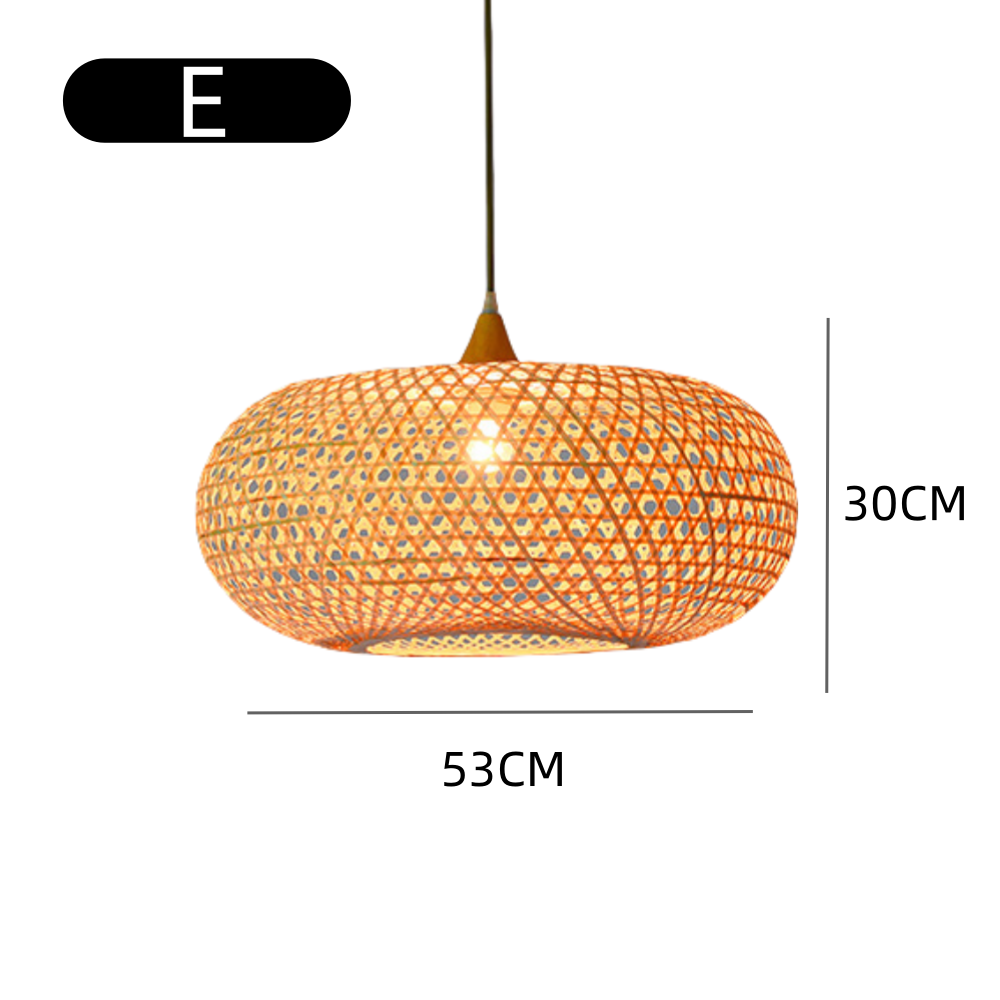 5-Head Wabi-sabi Restaurant Staircase Light Hand-woven Bamboo Pendant Light