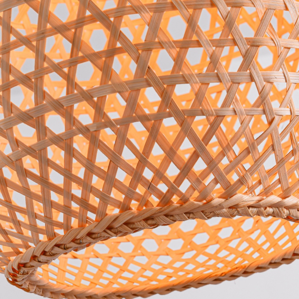 5-Head Wabi-sabi Restaurant Staircase Light Hand-woven Bamboo Pendant Light