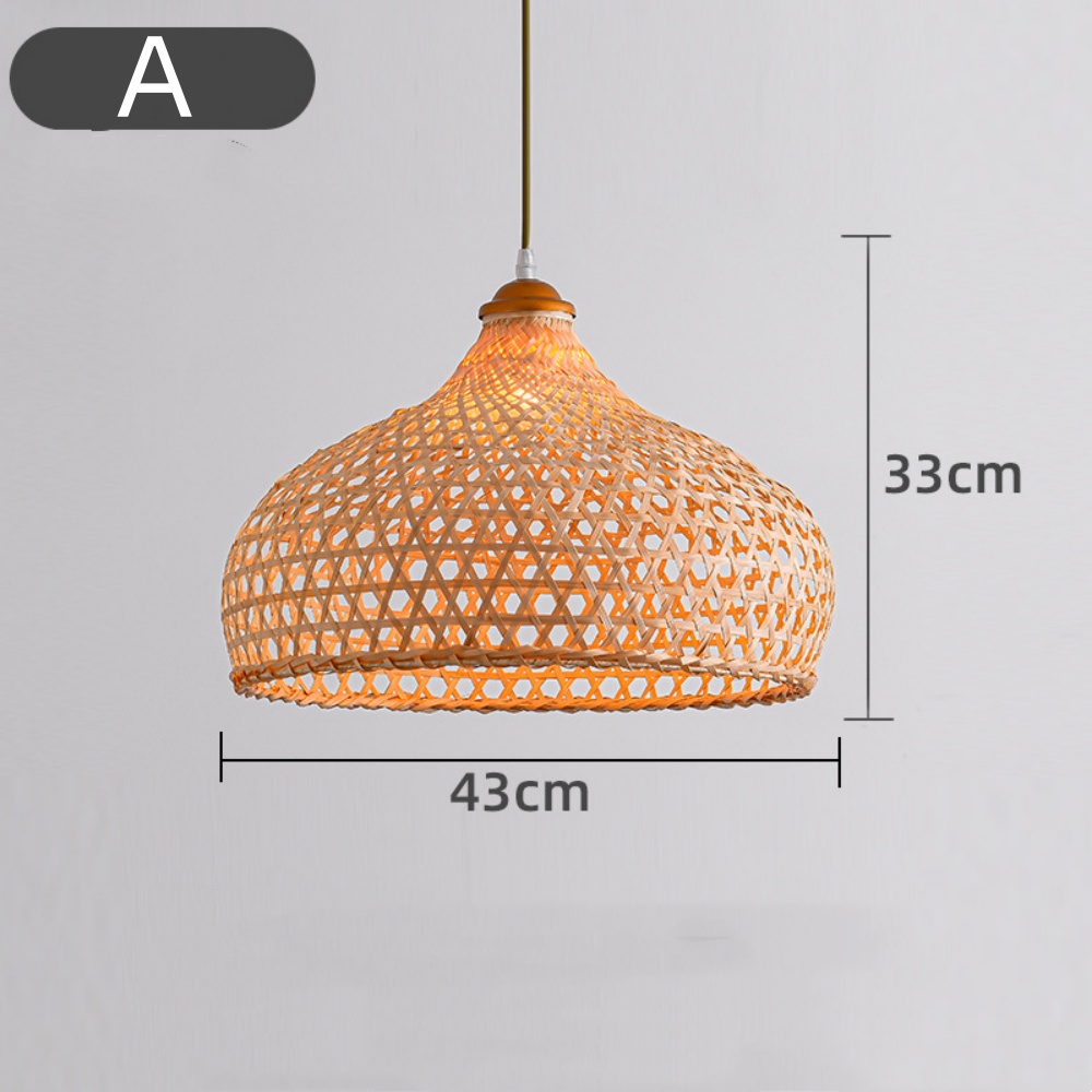 5-Head Wabi-sabi Restaurant Staircase Light Hand-woven Bamboo Pendant Light