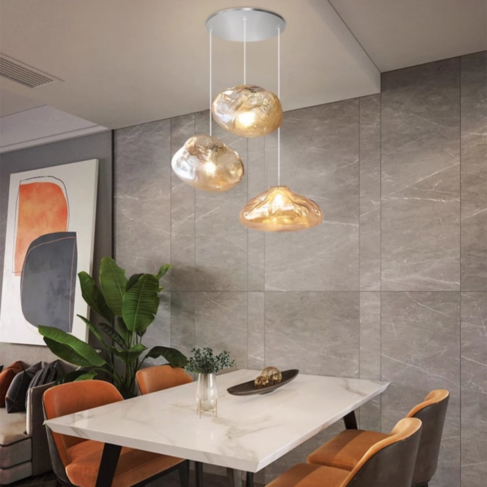 Duplex Staircase Living Room Hotel Glass Cloud Shape Pendant Light