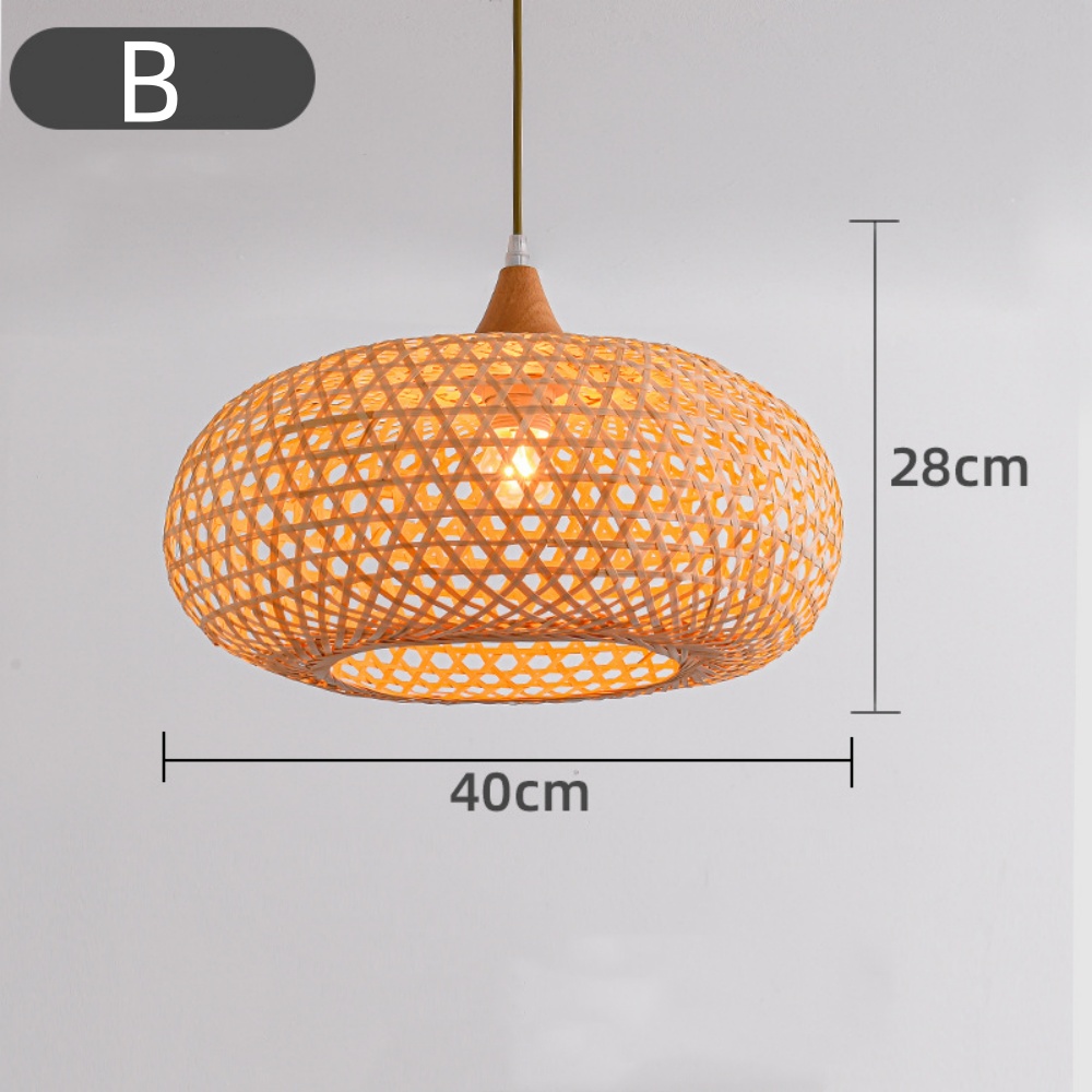5-Head Wabi-sabi Restaurant Staircase Light Hand-woven Bamboo Pendant Light