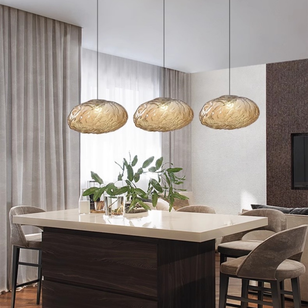 Duplex Staircase Living Room Hotel Glass Cloud Shape Pendant Light