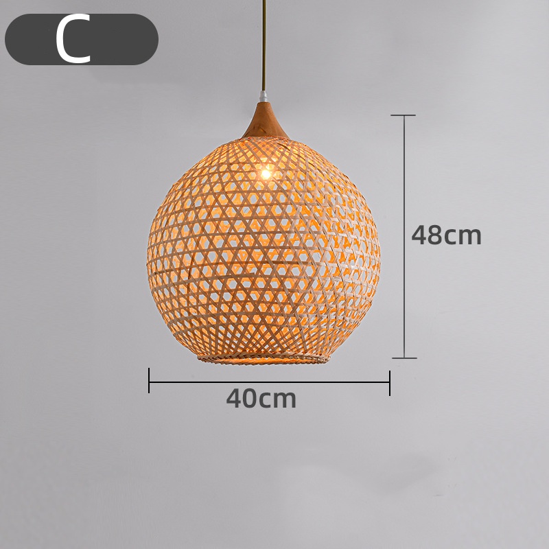 5-Head Wabi-sabi Restaurant Staircase Light Hand-woven Bamboo Pendant Light