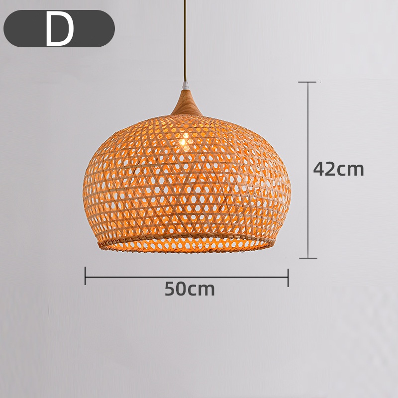 5-Head Wabi-sabi Restaurant Staircase Light Hand-woven Bamboo Pendant Light