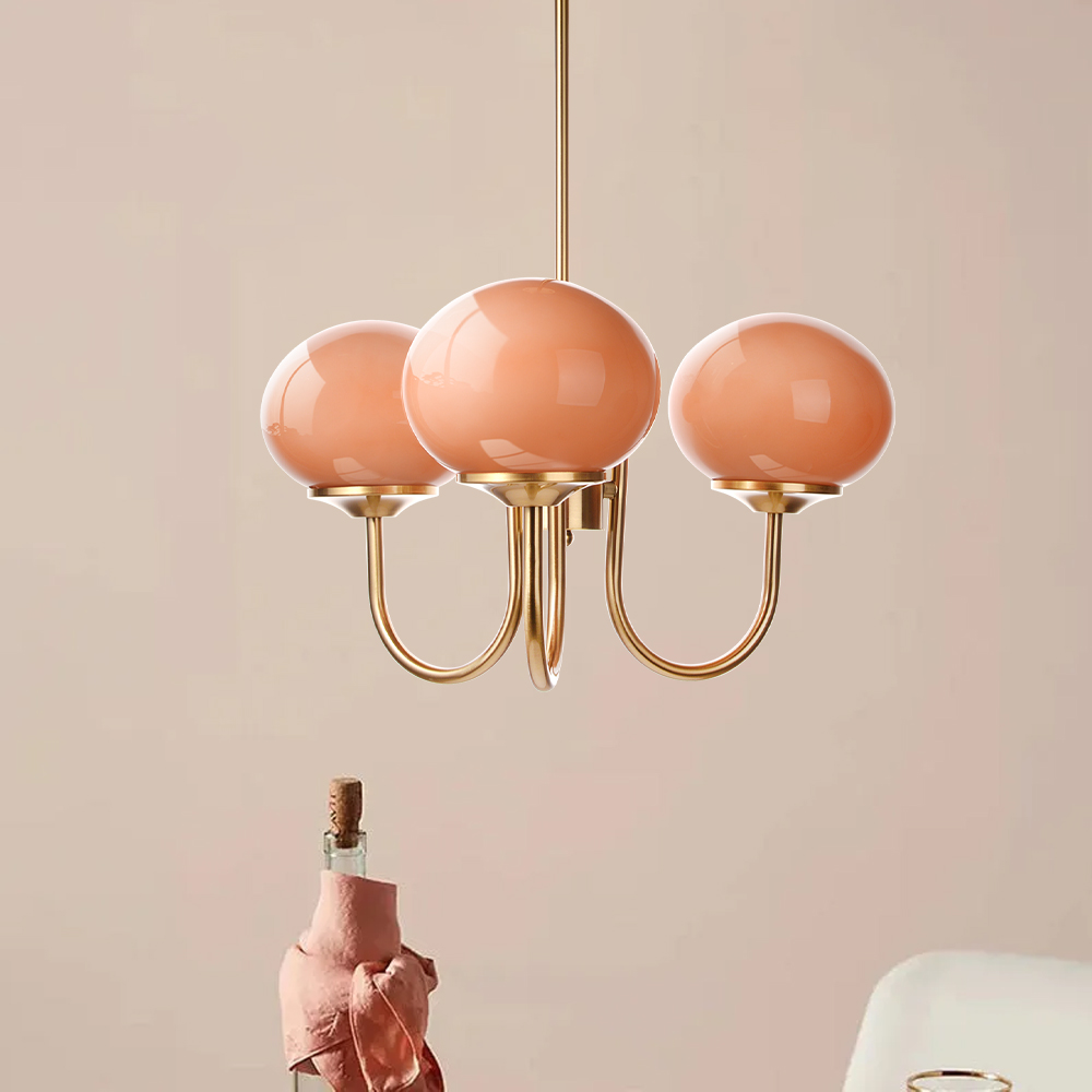 Milk Pink Glass Pendant Light Bubble Chandelier