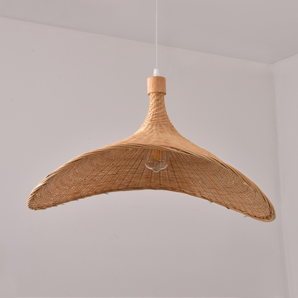 Handmade Bamboo Wicker Straw Hat Pendant Light Shade