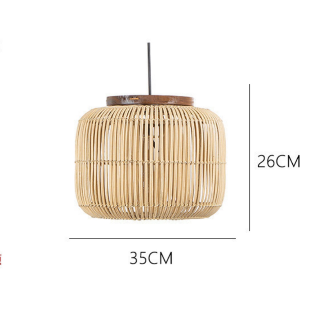 Wabi-sabi Hand-woven Rattan Cylindrical Pendant Light