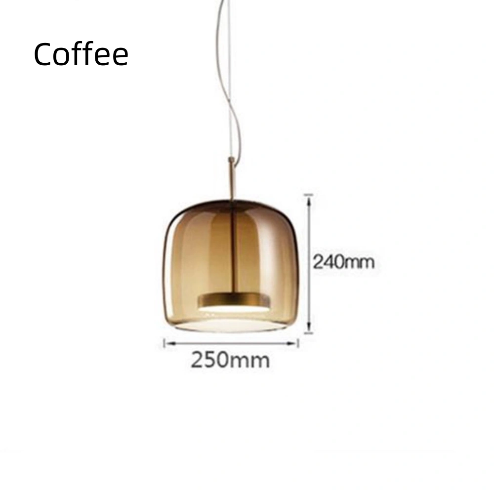 Modern Simple Dining Room Amber Glass Single Head Pendant Light