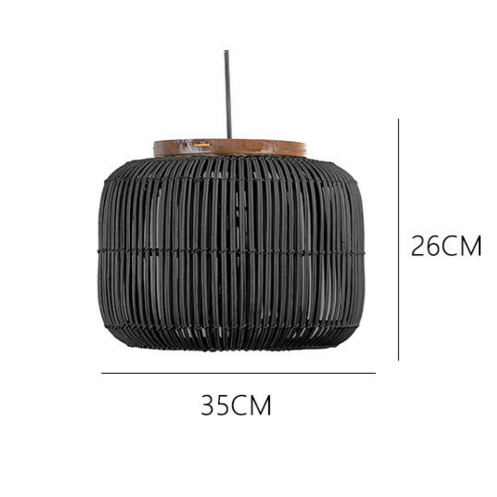 Wabi-sabi Hand-woven Rattan Cylindrical Pendant Light