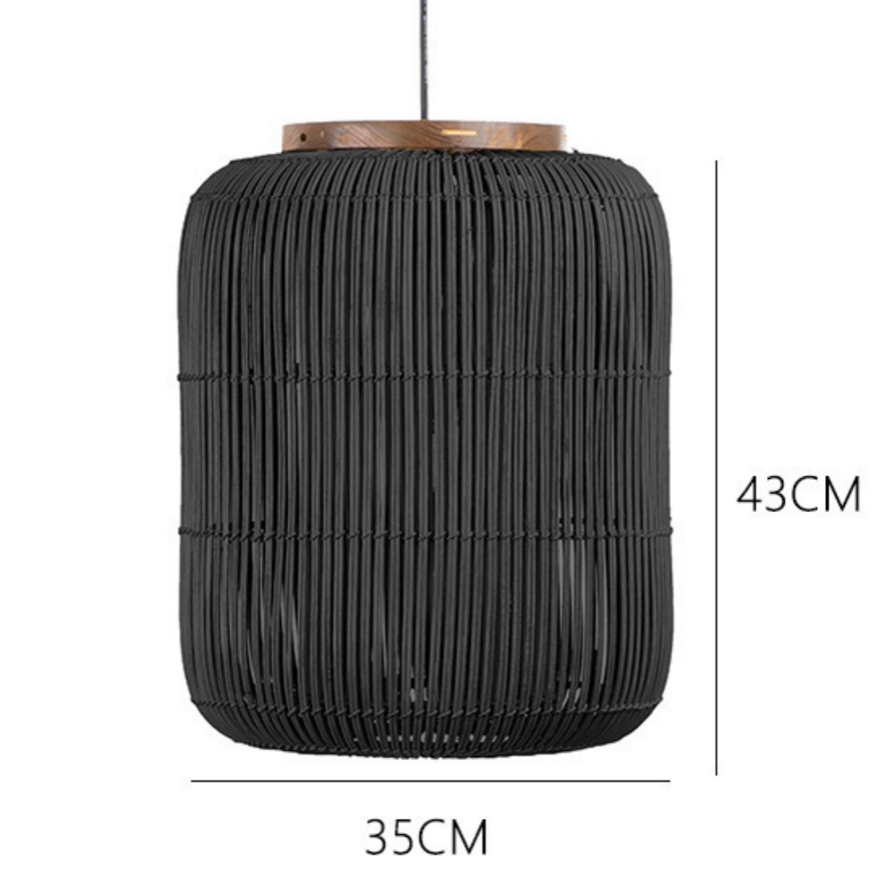 Wabi-sabi Hand-woven Rattan Cylindrical Pendant Light