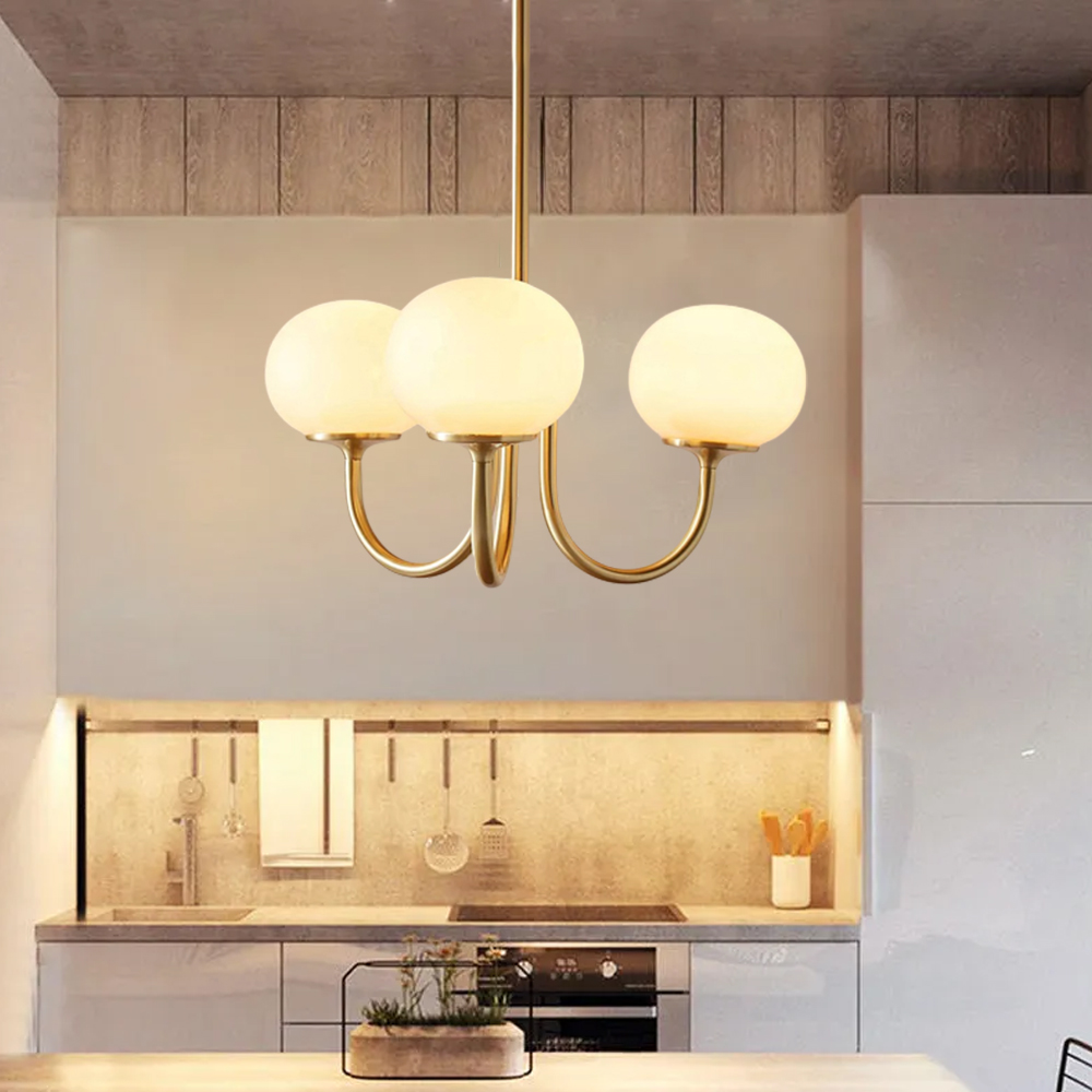 Milk Pink Glass Pendant Light Bubble Chandelier