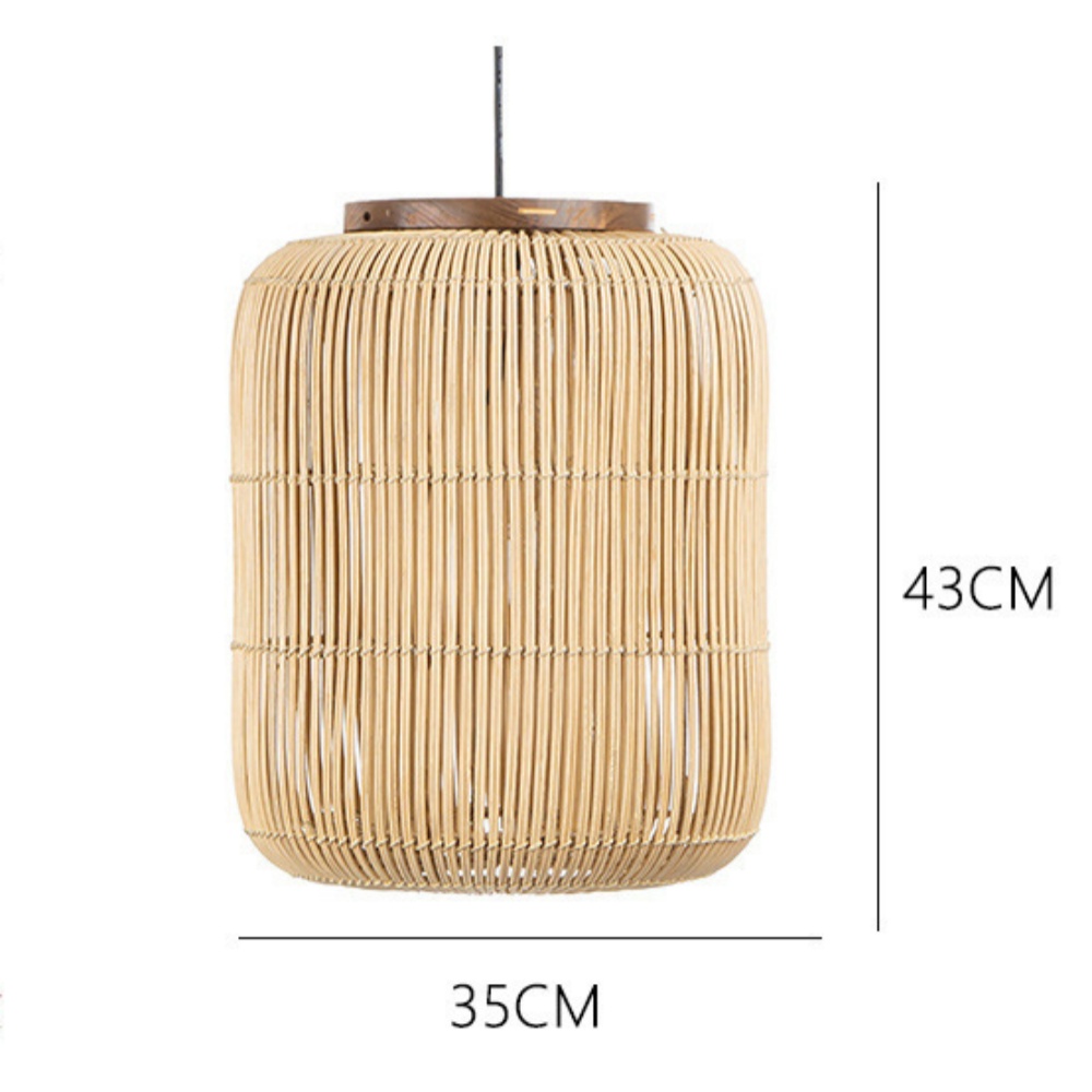 Wabi-sabi Hand-woven Rattan Cylindrical Pendant Light