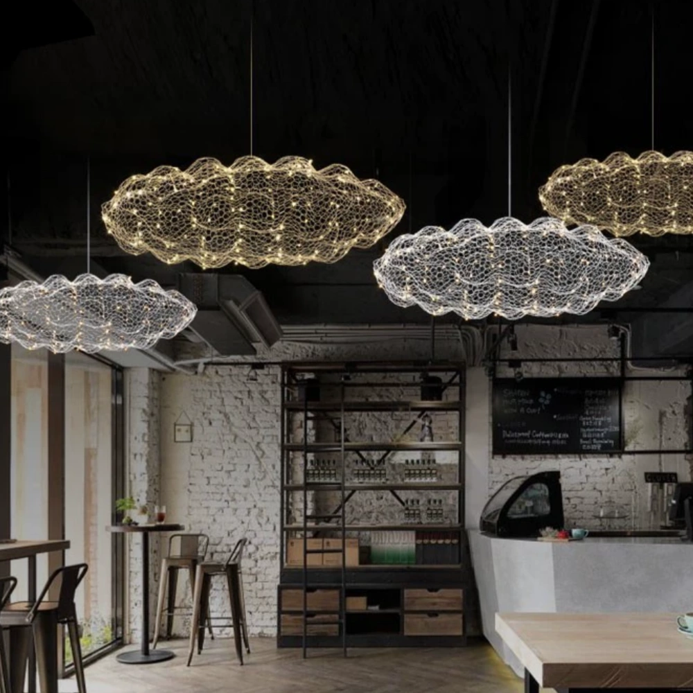 Creative Cloud Chandelier Iron Wire Lampshade