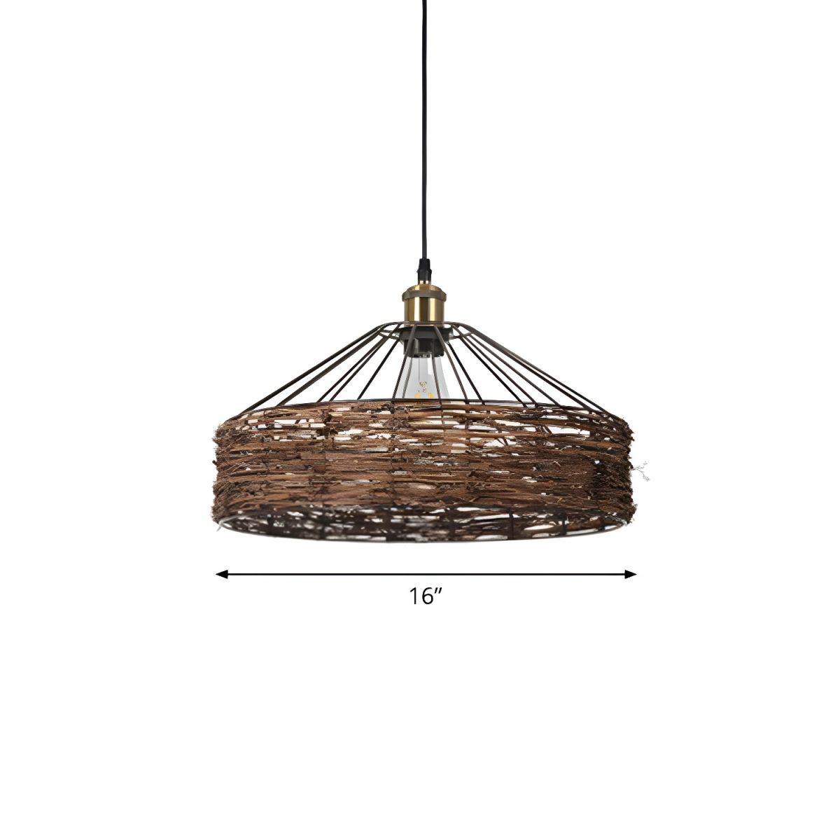 Natural Handwoven Rattan Pendant Lamp Industrial Farmhouse Ceiling Light for Coastal & Wabi-Sabi Decor