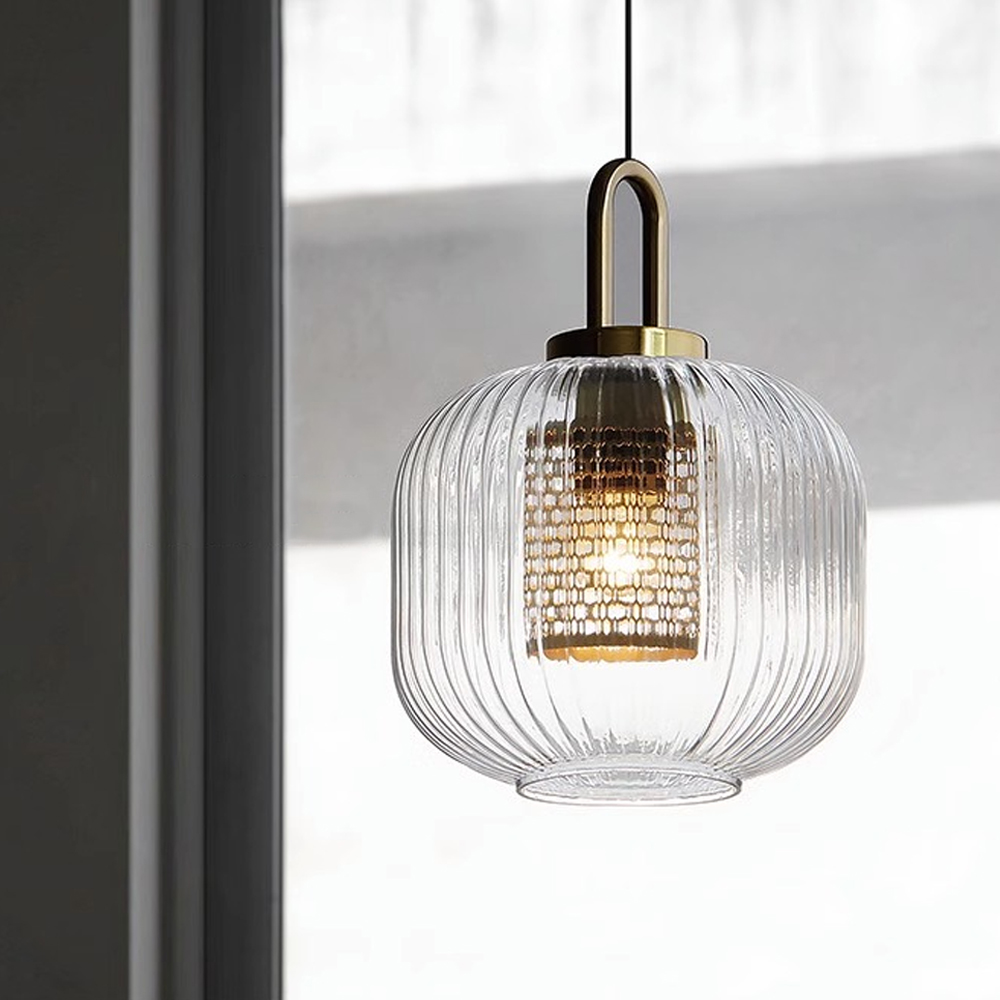 Clear Glass Pendant Light Shade With Brass Fitting