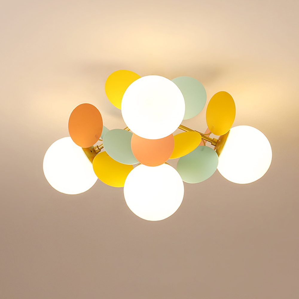 Nordic Colorful Elegant Living Room Creative Glass Magic Bean Chandelier