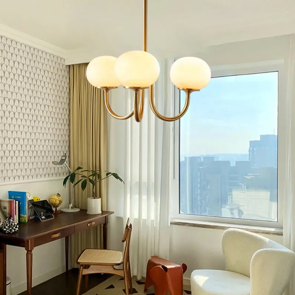 Milk Pink Glass Pendant Light Bubble Chandelier