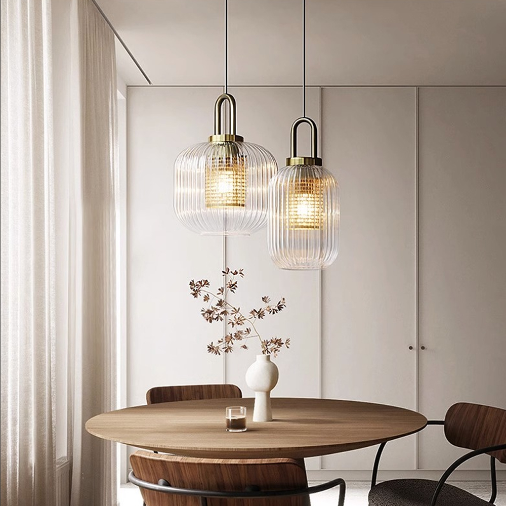 Clear Glass Pendant Light Shade With Brass Fitting