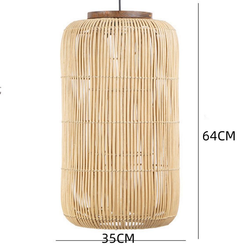 Wabi-sabi Hand-woven Rattan Cylindrical Pendant Light