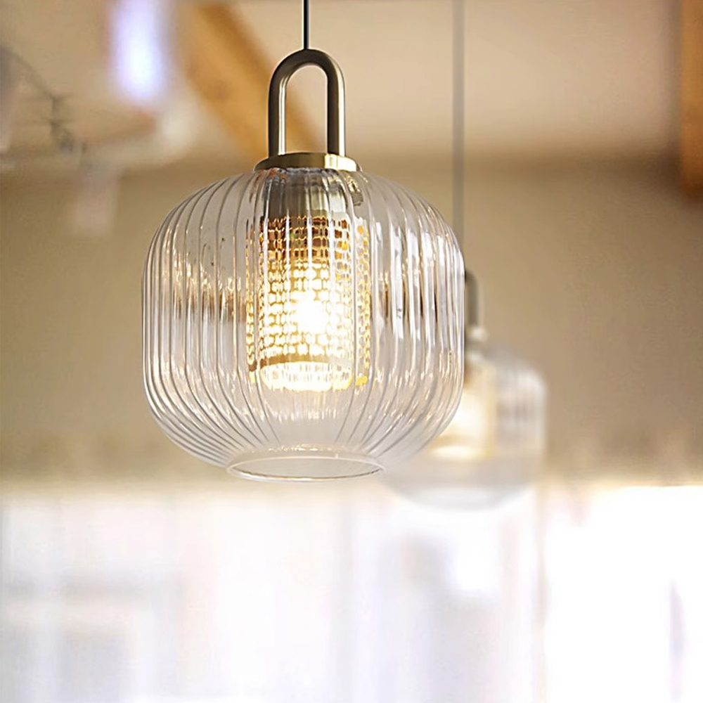 Clear Glass Pendant Light Shade With Brass Fitting
