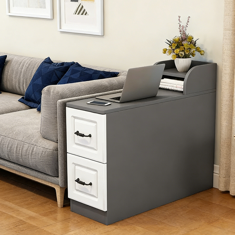 Living Room Sofa Side Storage Cabinet with Drawers End Table