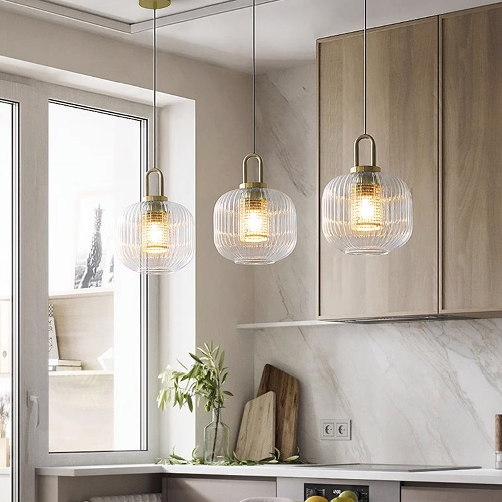 Clear Glass Pendant Light Shade With Brass Fitting