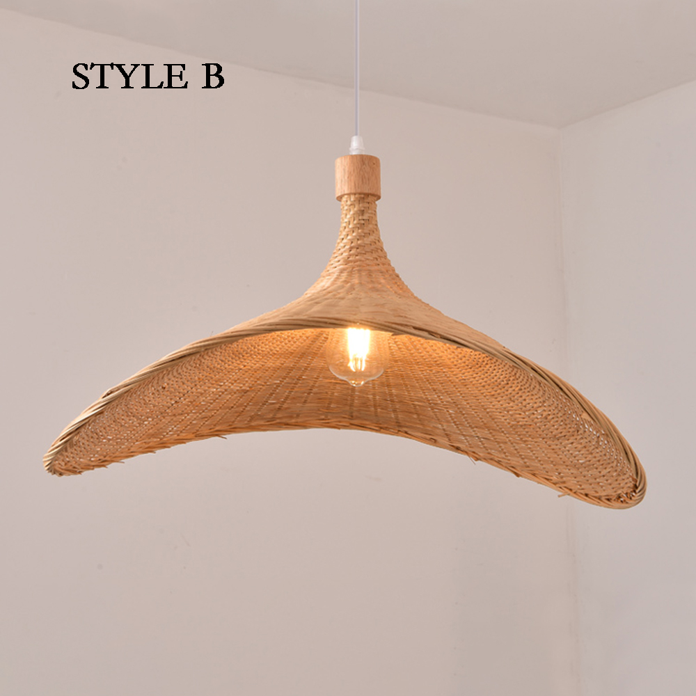 Handmade Bamboo Wicker Straw Hat Pendant Light Shade