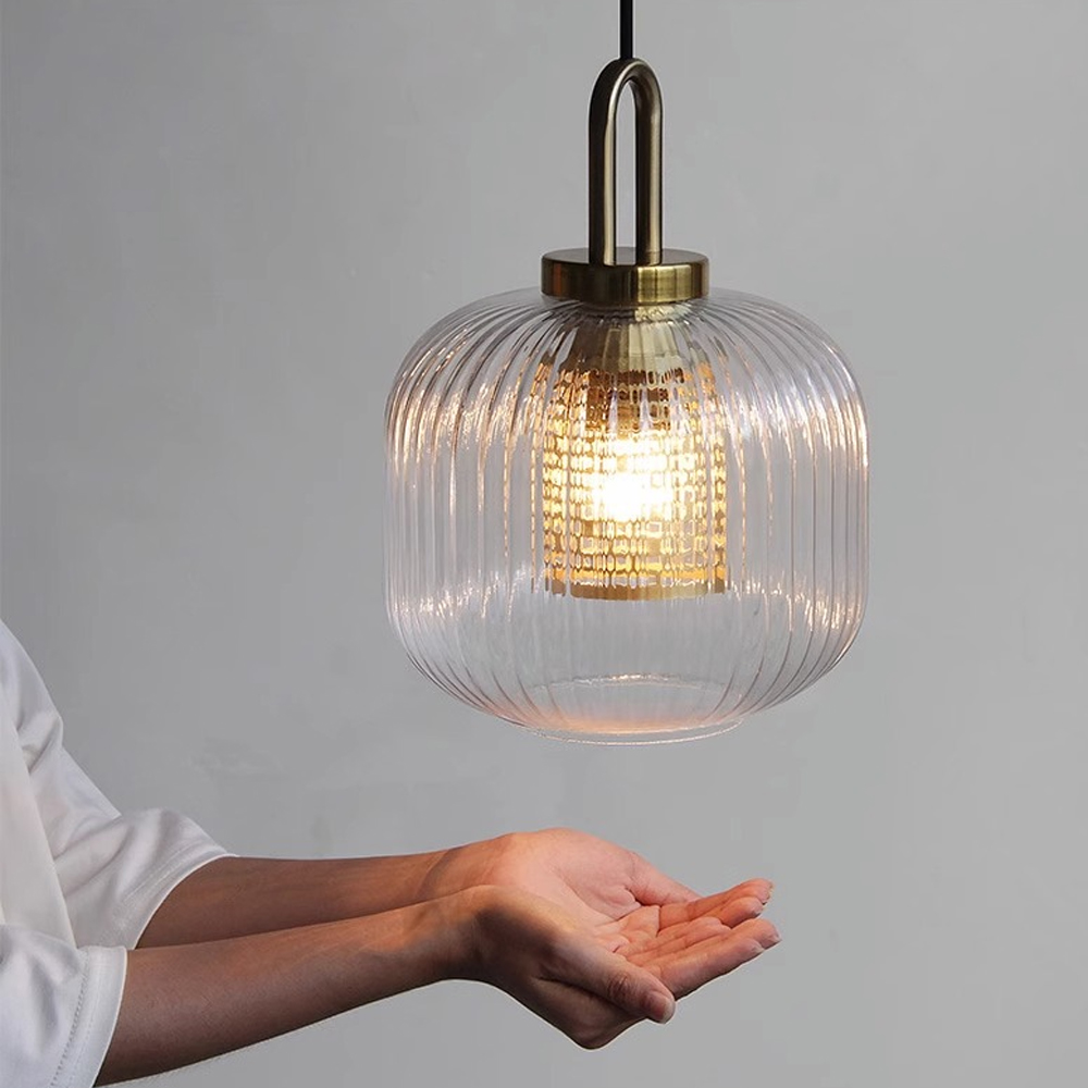 Clear Glass Pendant Light Shade With Brass Fitting