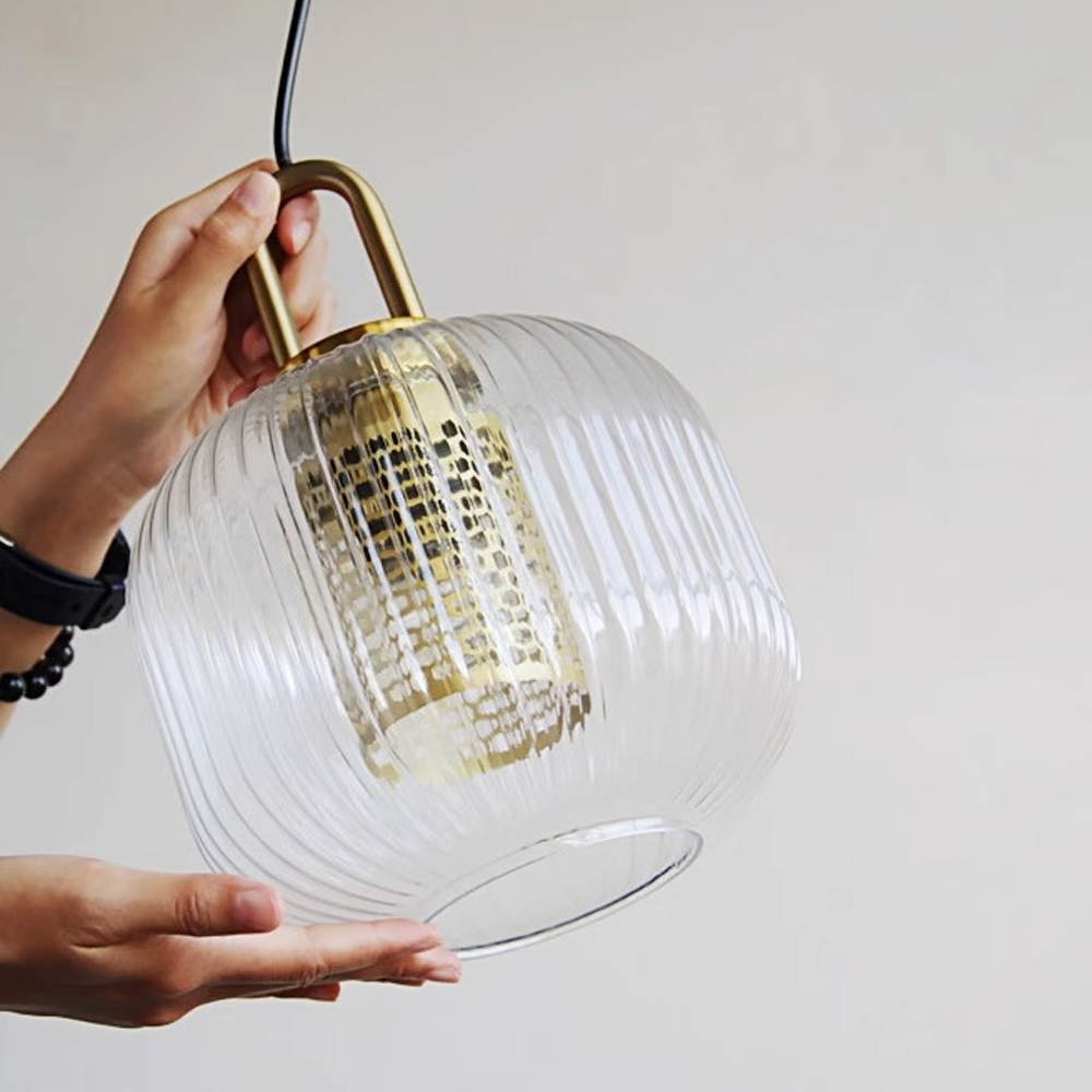 Clear Glass Pendant Light Shade With Brass Fitting