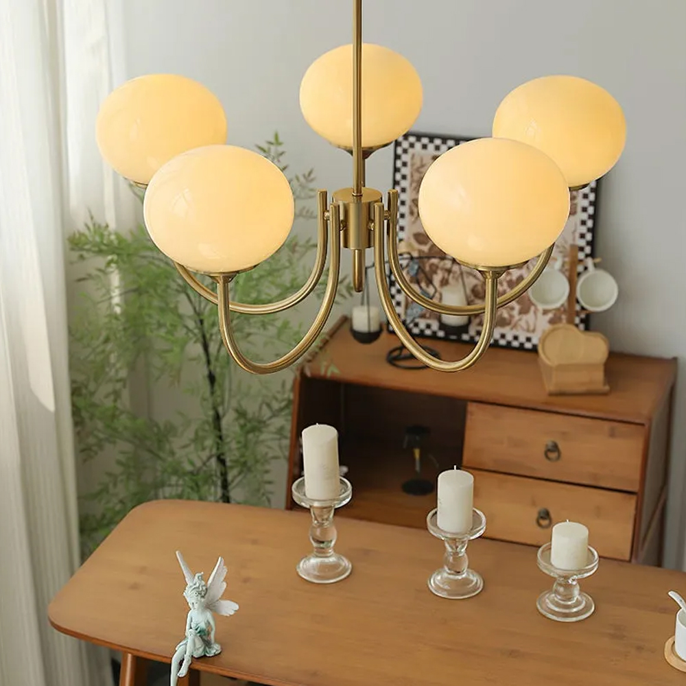 Milk Pink Glass Pendant Light Bubble Chandelier