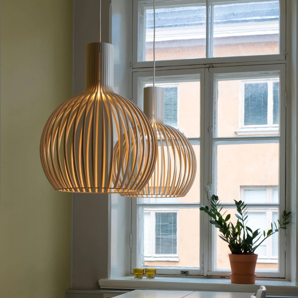 Unique Wooden Birdcage Pendant Light Chandelier Scandinavian Modern Lighting Fixture