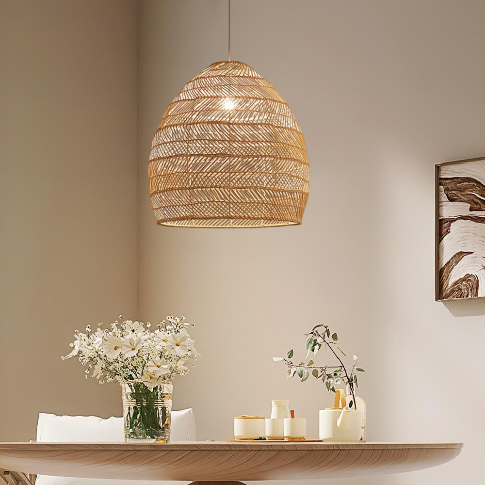 Handmade Pendant Light Retro Restaurant Rattan Pendant Light Shade