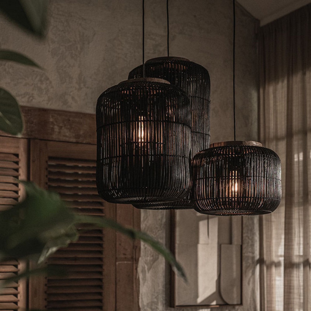 Wabi-sabi Hand-woven Rattan Cylindrical Pendant Light