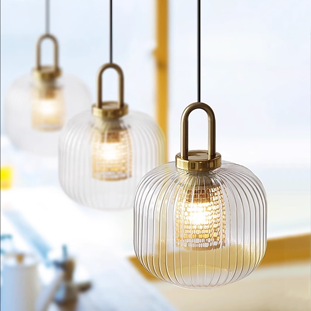Clear Glass Pendant Light Shade With Brass Fitting