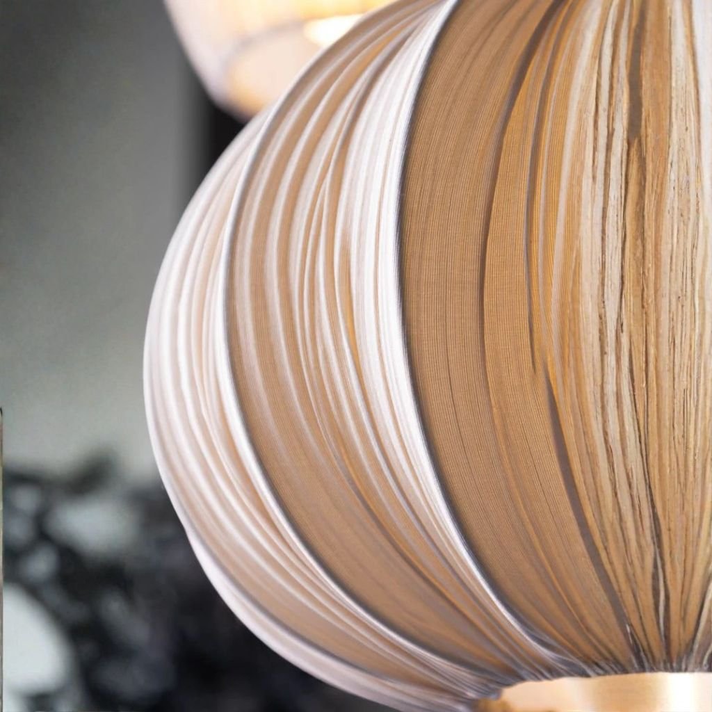 Wabi-Sabi Pleated Fabric Pendant Light Minimalist Linen Hanging Lamp for Bedroom & Dining Room