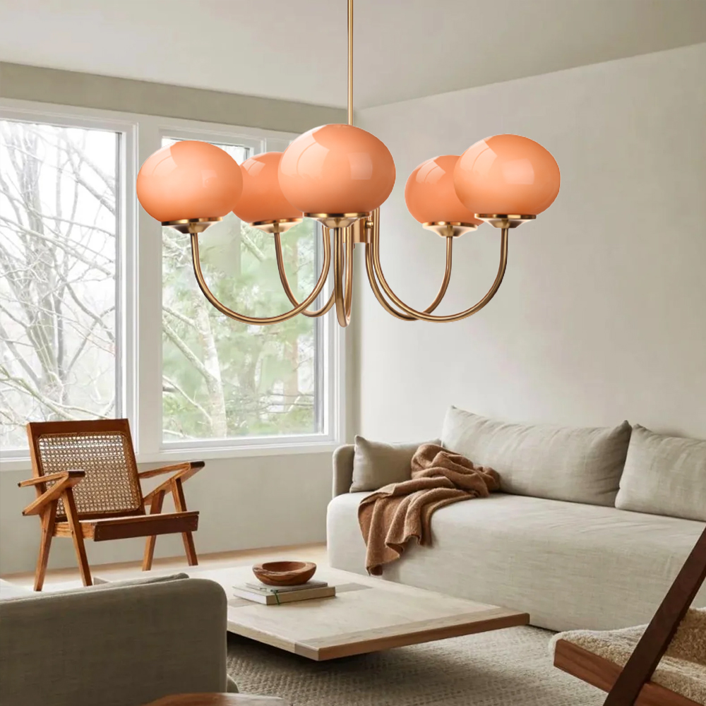 Milk Pink Glass Pendant Light Bubble Chandelier