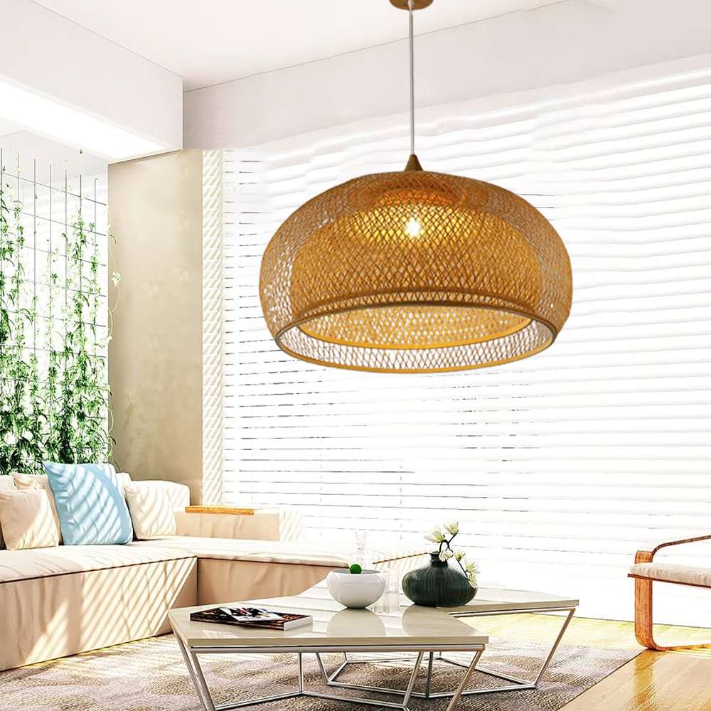 Creative Simple Modern Pastoral Living Room Pendant Lamp Bamboo Weaving