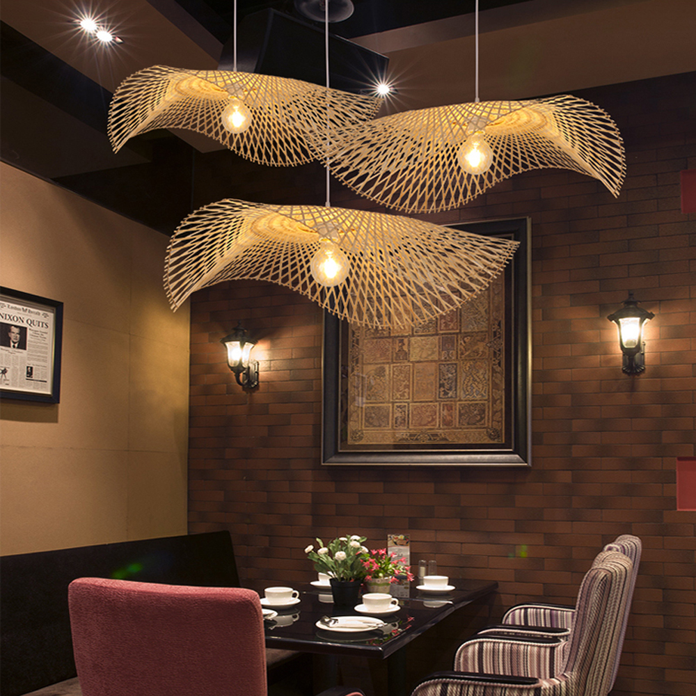 Lotus Leaf Bamboo Pendant Light  Restaurant Hotel Lampshade