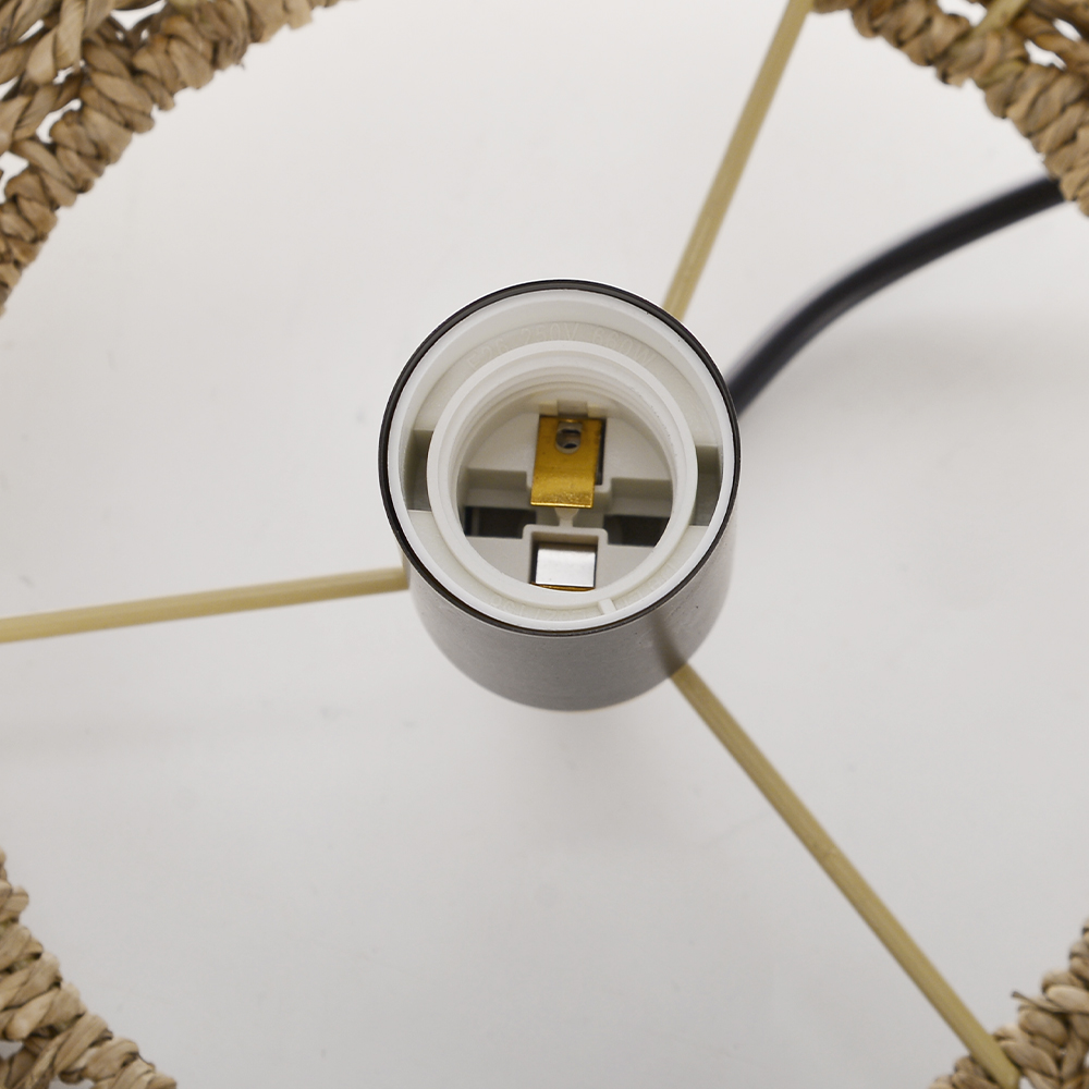 Handwoven Rattan Oval Pendant Light  Coastal Boho Chandelier for Living Room & Beach House