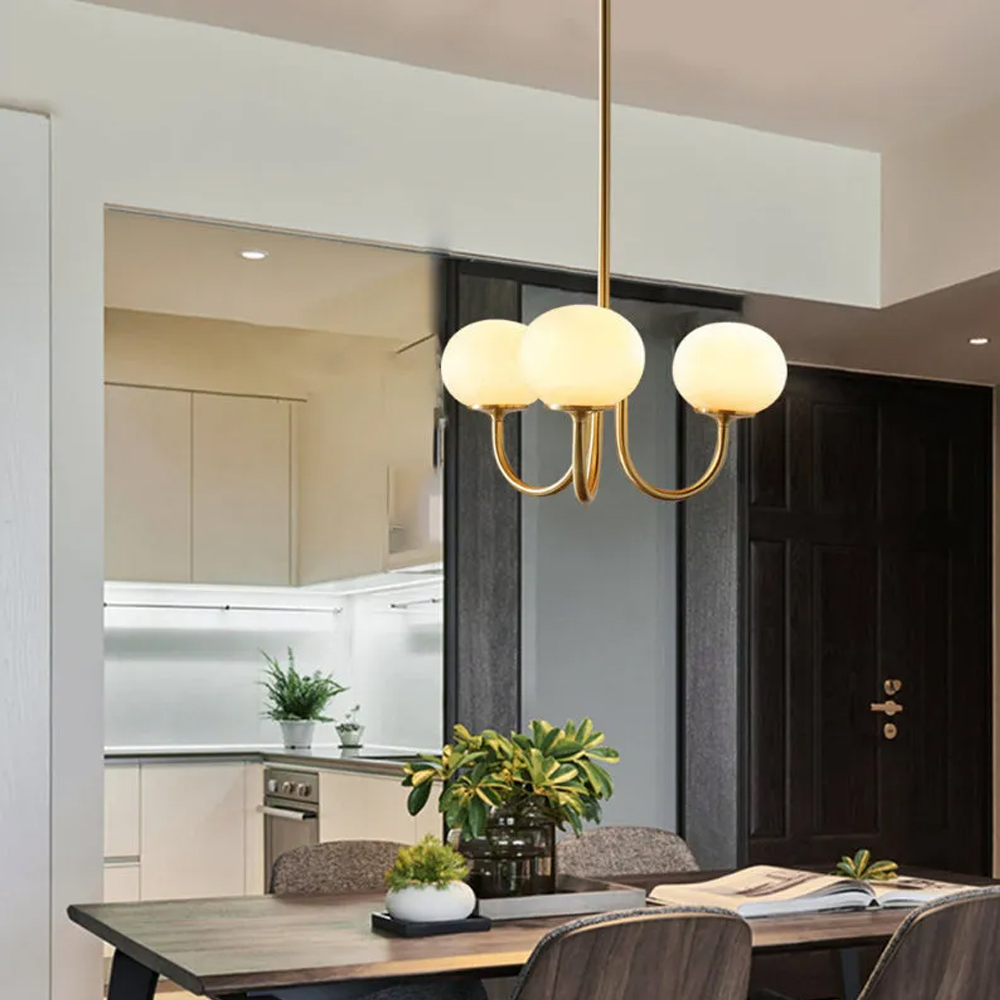 Milk Pink Glass Pendant Light Bubble Chandelier