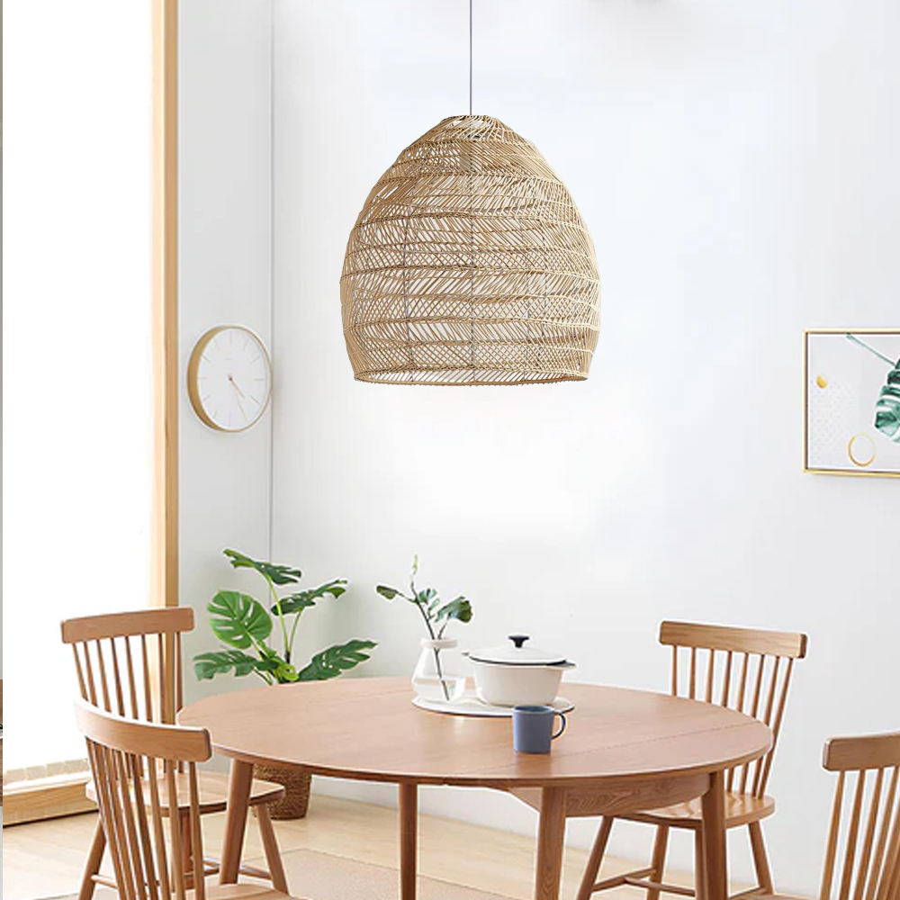 Handmade Pendant Light Retro Restaurant Rattan Pendant Light Shade