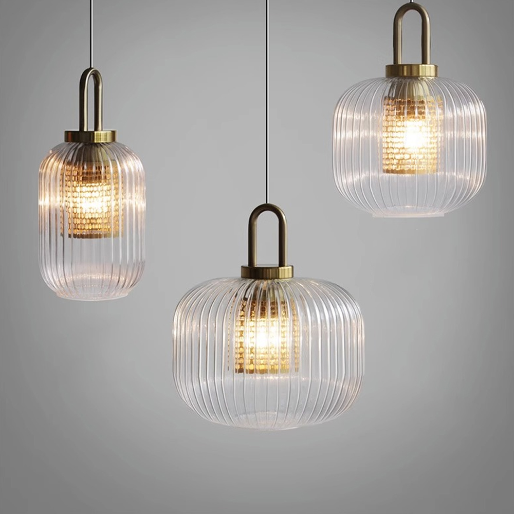 Clear Glass Pendant Light Shade With Brass Fitting