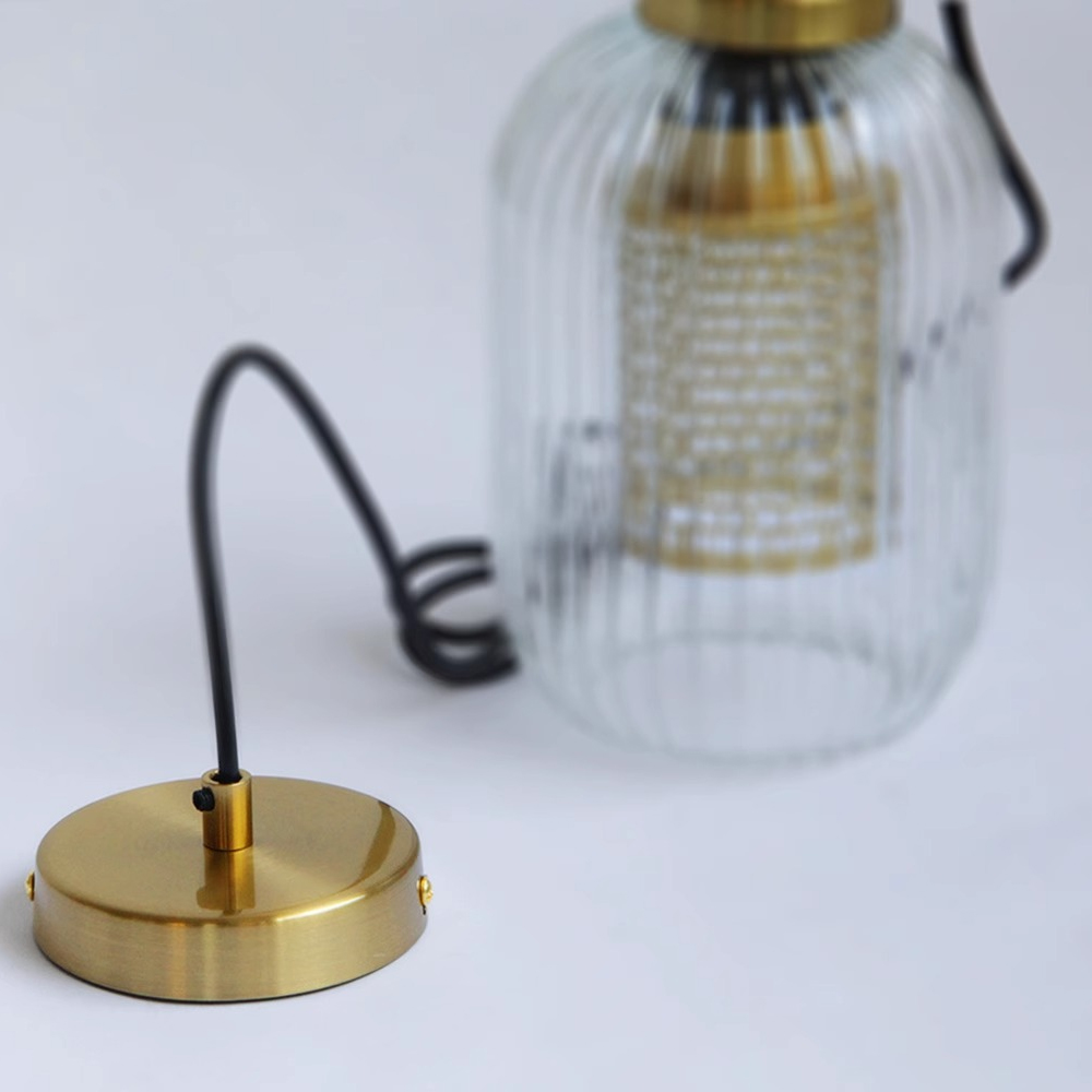 Clear Glass Pendant Light Shade With Brass Fitting