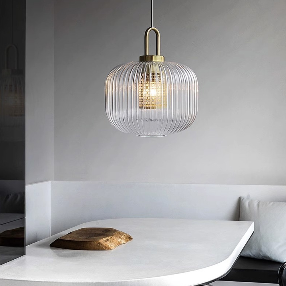 Clear Glass Pendant Light Shade With Brass Fitting