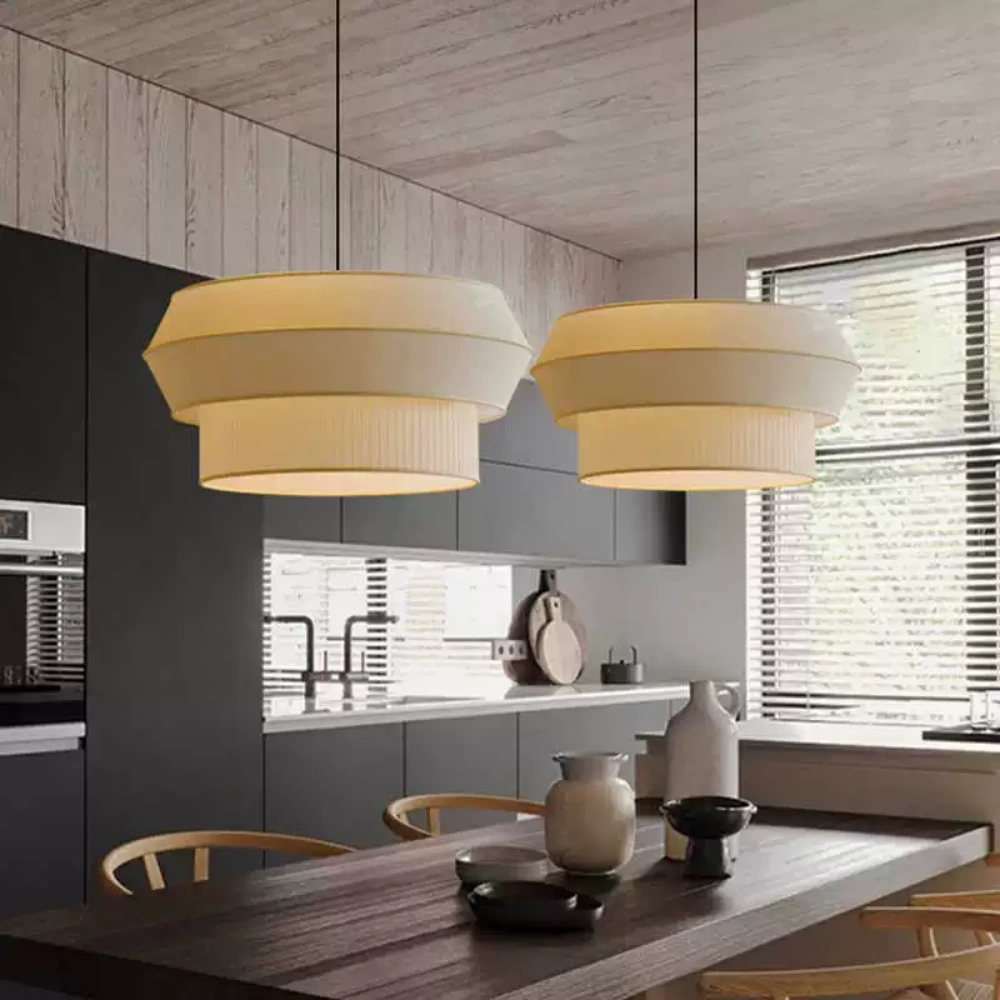 Wabi-sabi Fabric Chandelier Dining Room Combination Pendant Lights