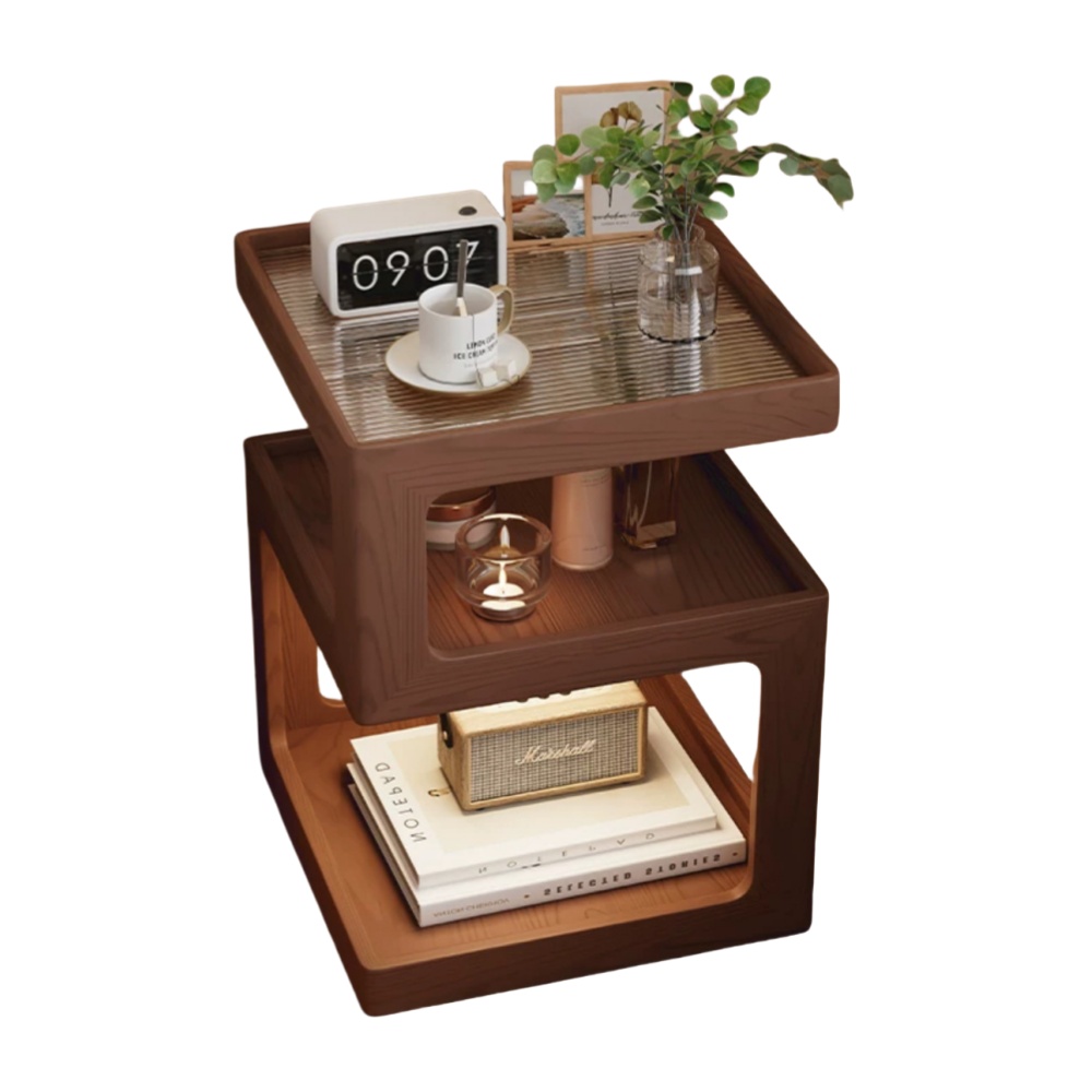 Solid Wood Bedside Table Small Bedroom Multi-layer Bedside Table