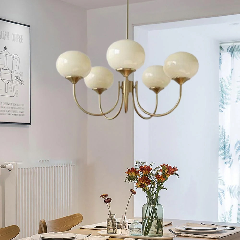 Milk Pink Glass Pendant Light Bubble Chandelier