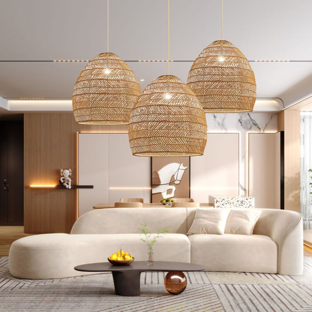 Minimalist Rattan Chandelier Kitchen Island Living Room Decorative Lamp