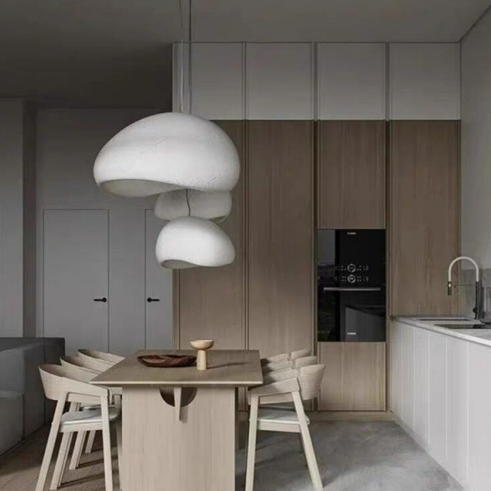 Dining Room Oval Resin Pendant Lights Wabi-sabi Style Microcement Chandelier