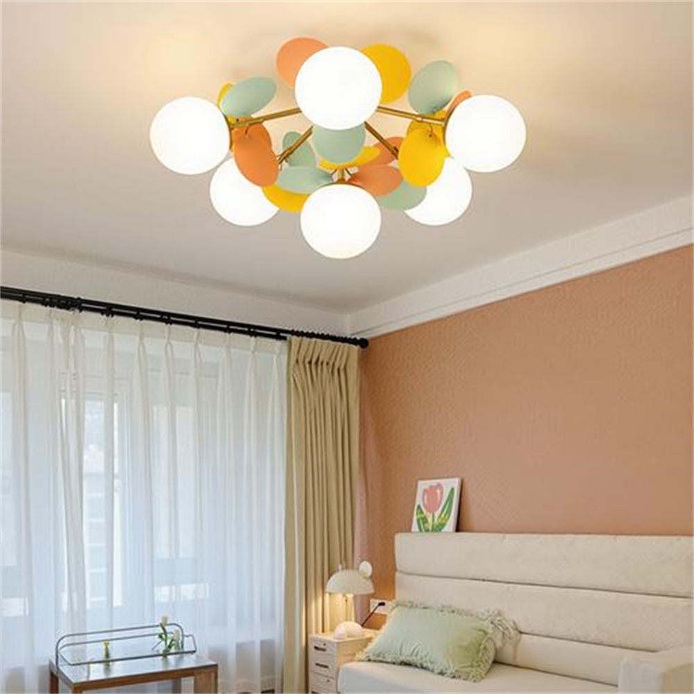 Nordic Ceiling Lamp Colorful Elegant Living Room Creative Glass Magic Bean Chandelier